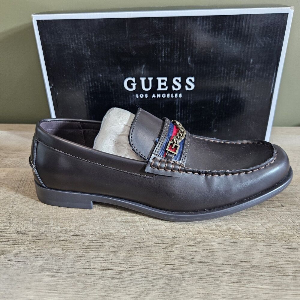 New With Box Guess Los Angeles Mens Size 9.5 Camox Moc Toe Loafers Dark Brown - Picture 6 of 12